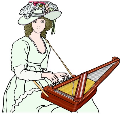 立って演奏することもできるポータブルピアノ オルフィカを演奏している婦人
