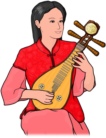 中国の楽器：リウチン／柳琴／柳葉琴／Liuqin