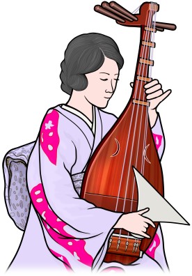 錦琵琶（にしきびわ）を演奏する女性 水藤錦穣