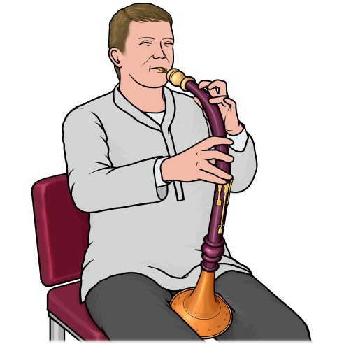oboe da cacciaを演奏する男性