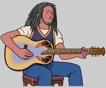 ジャマイカのレゲエミュージシャン／ボブ・マーリー(Bob Marley)／オベーションのギターを弾いてる