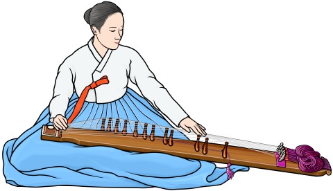 カヤグム（伽耶琴）を演奏する女性