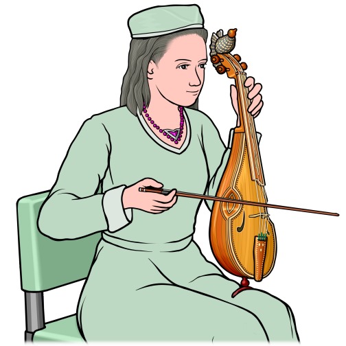 ホシュタールを演奏する女性 plauing khushtar