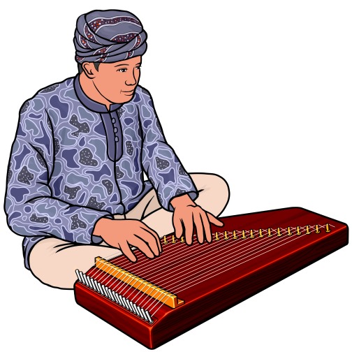 カチャピシターを演奏している男性のイラスト