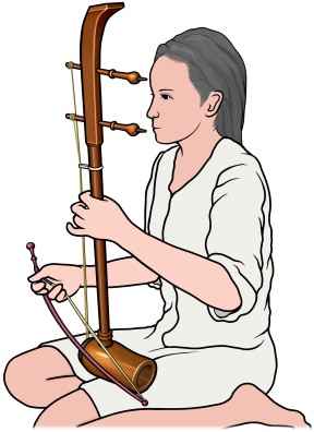 ソー・ドァンを演奏している女性の図