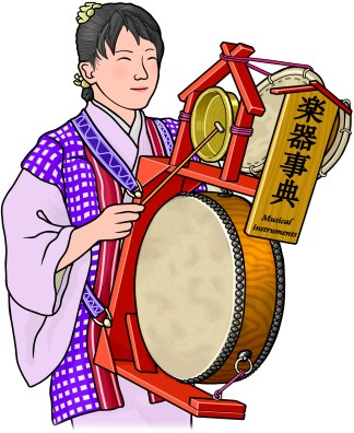 ちんどん太鼓を演奏する女性