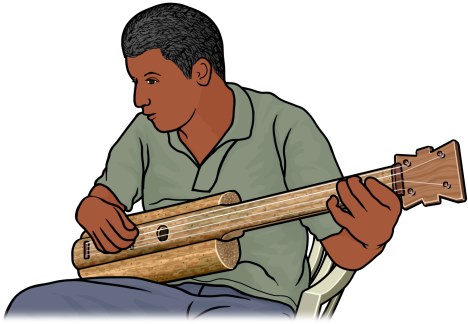 ビオラ・デ・ブリチを演奏する男性