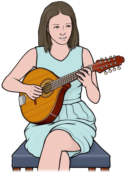 バンドリンを演奏する女性のイラスト