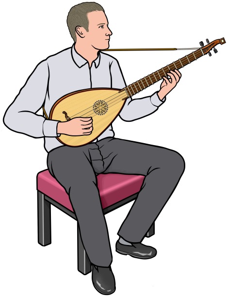 コラシオーネ（コラッショーネ）を弾いている男性のイラスト
