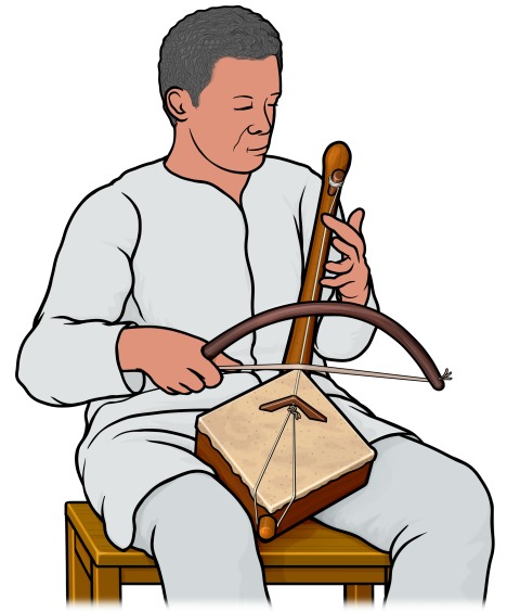 マセンコを演奏している男性のイラスト